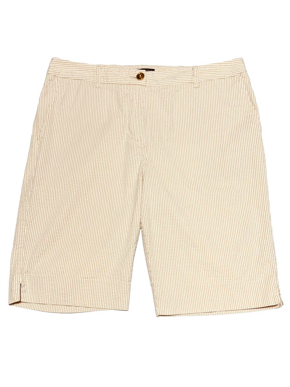 Charter Club Classic Fit Seersucker Shorts Tan & White Stripe Size 12